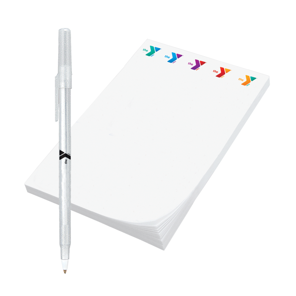 4" x 6" YMCA Sticky Notepad with Pen (25 Sheets)