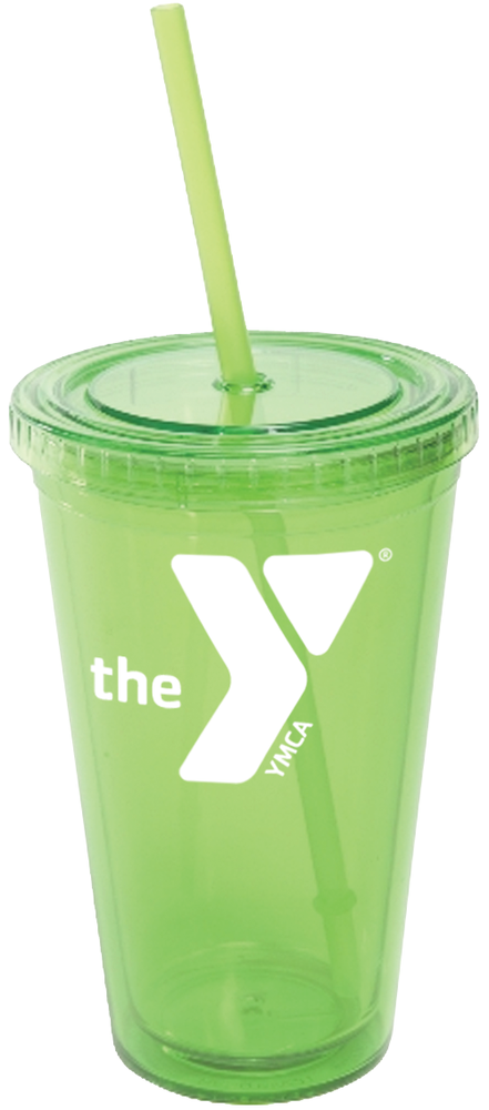 16 oz Green YMCA Tumbler with Straw
