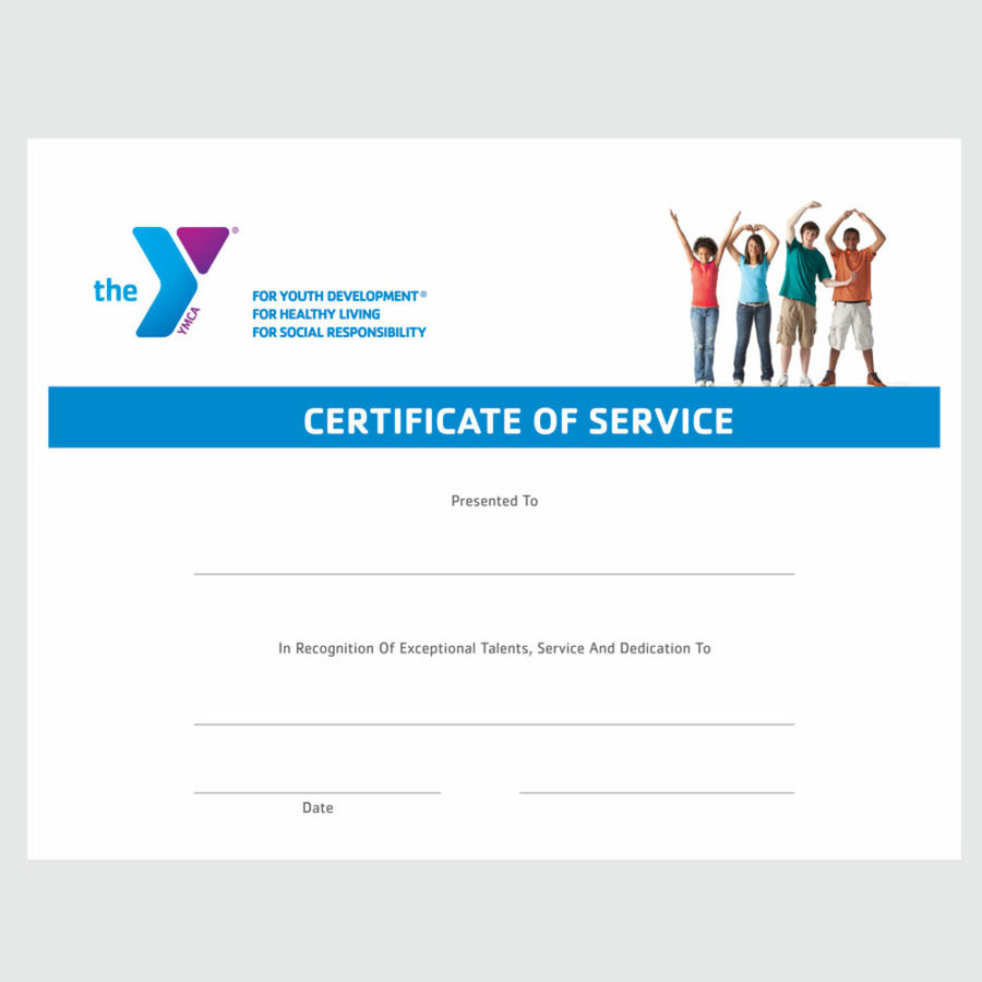 YMCA Certificates of Service (Pack of 25)