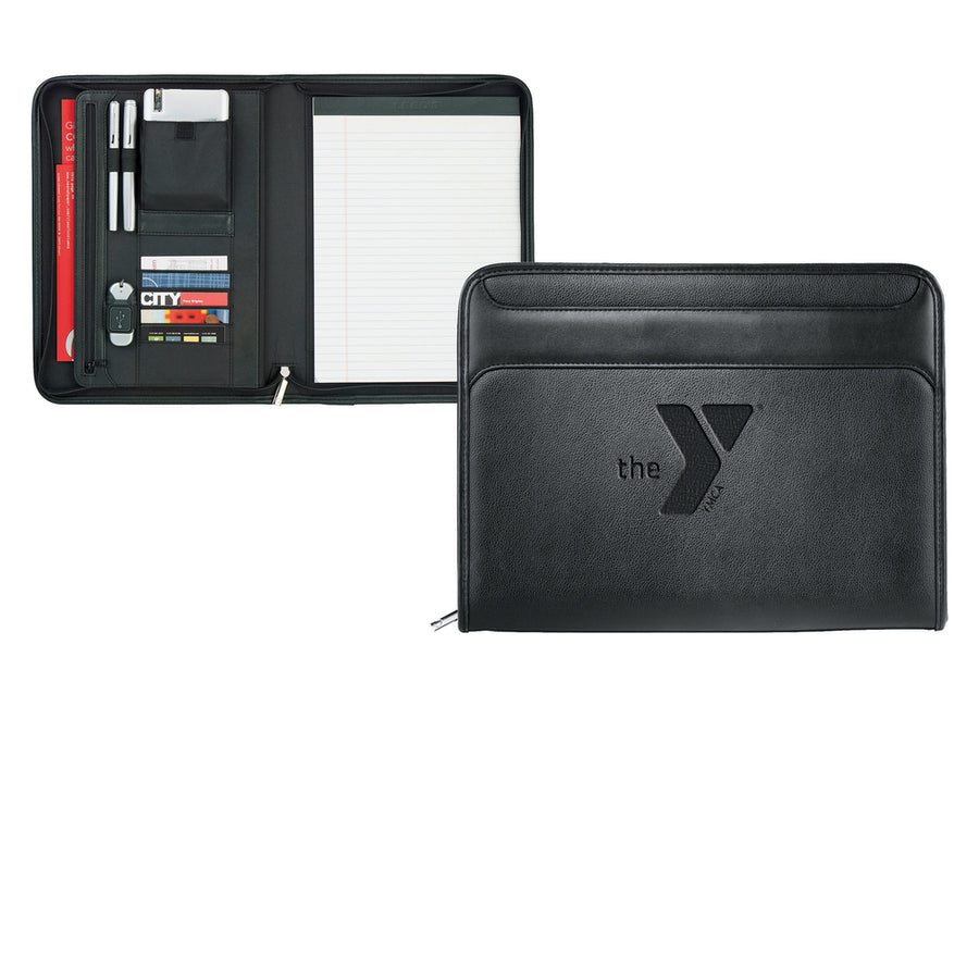 YMCA Leatherette Zippered Padfolio