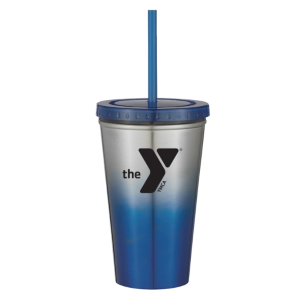 16oz Stainless Steel Double Wall Tumbler w/ Straw - WHILE SUPPLIES LAST