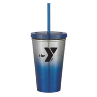 16oz Stainless Steel Double Wall Tumbler w/ Straw - WHILE SUPPLIES LAST