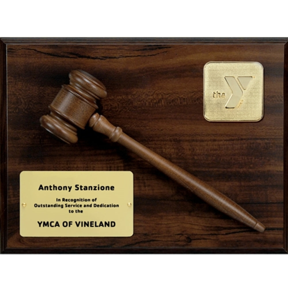 Walnut Finish Plaque featuring Solid Wood Gavel