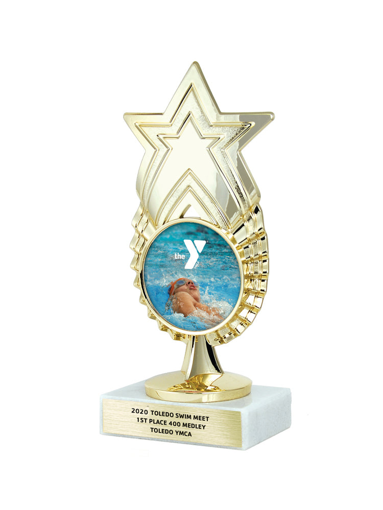 7" Symmetrical Star Trophy with Choice of Y logo or Activity Insert